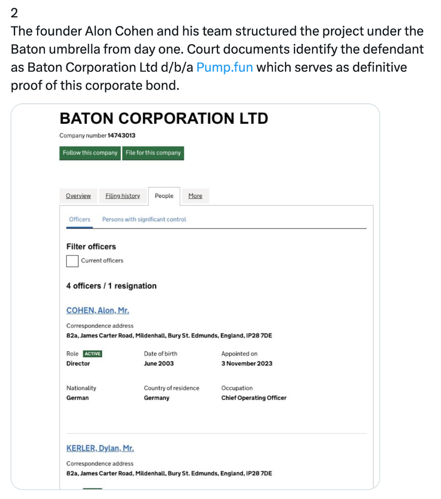 UK Companies House filing for Baton Corporation Ltd